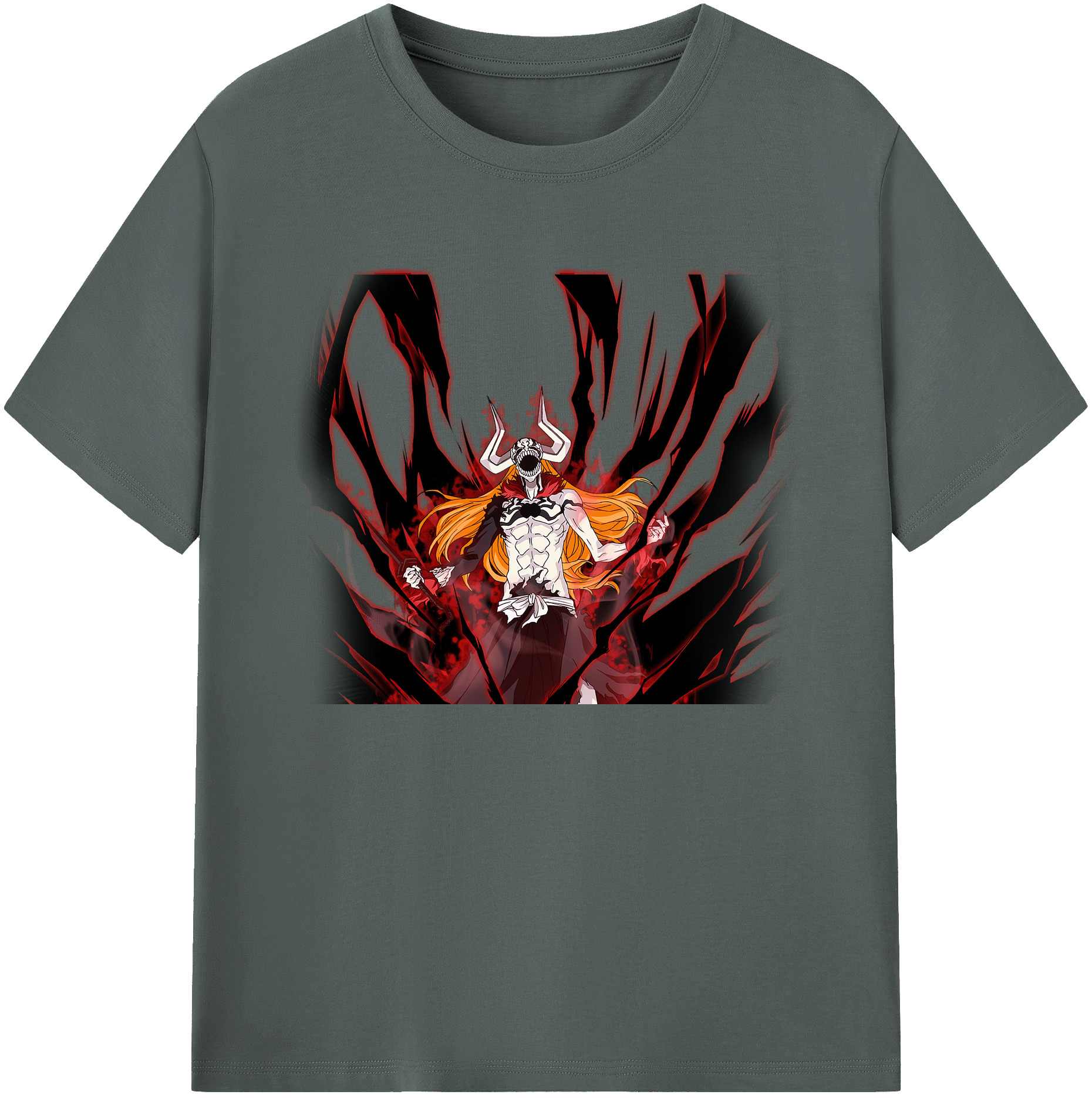 （画像用） ブリーチ 黒崎一護（くろさき いちご）BLEACH Kurosaki Ichigo 綿100％ メンズ半袖Tシャツ｜肌触りやわらか＆通気性